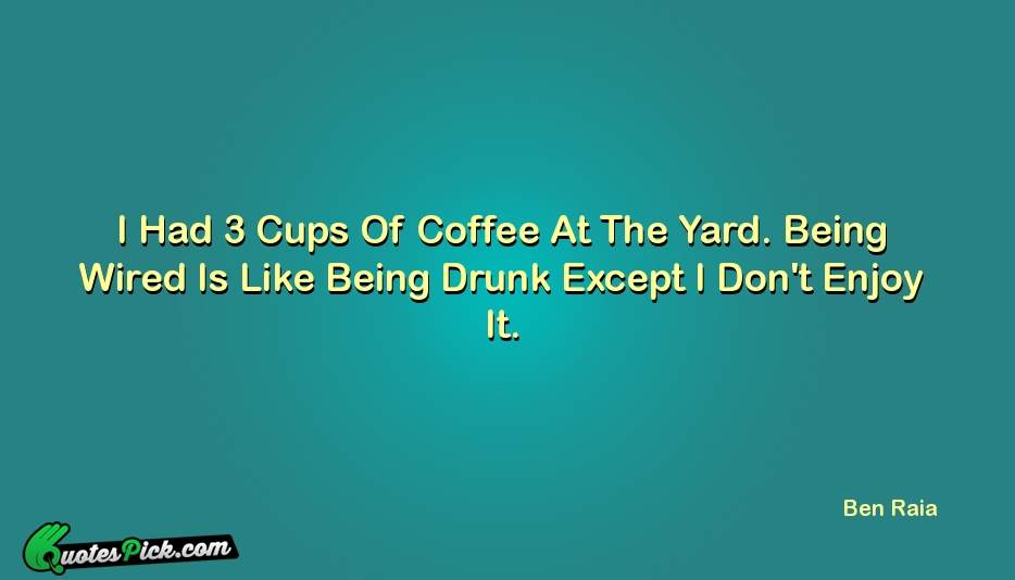 I Had 3 Cups Of Coffee Quote by Ben Raia