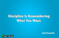 Discipline Is Remembering What You