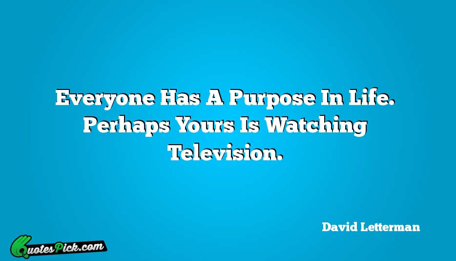 Everyone Has A Purpose In Life Quote by David Letterman