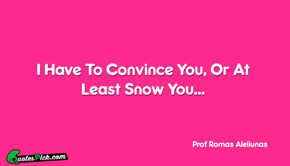 I Have To Convince You Or Quote by Prof Romas Aleliunas