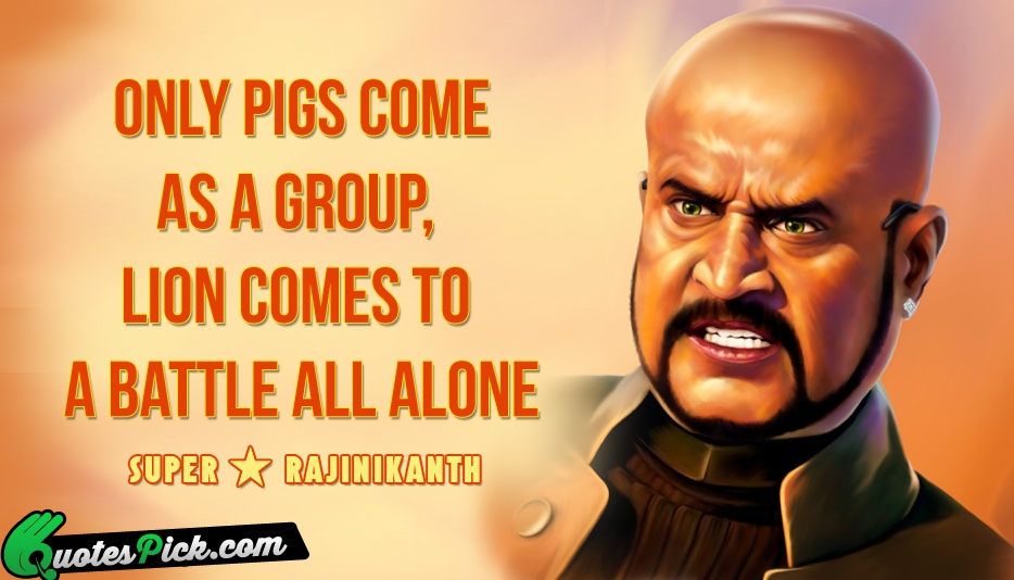 Only Pigs Come As A Group  Quote by Rajinikanth