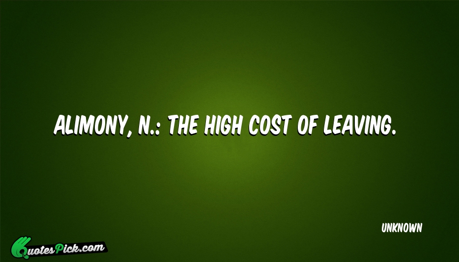 Alimony N The High Cost Of Quote by UNKNOWN