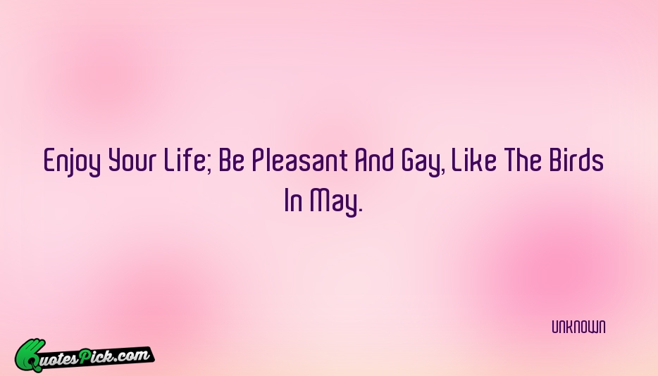 Enjoy Your Life Be Pleasant And Quote by UNKNOWN