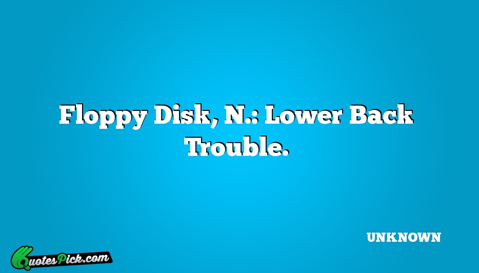 Floppy Disk N Lower Back Trouble Quote by UNKNOWN