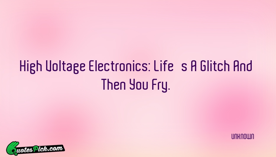 High Voltage Electronics Lifes A Glitch Quote by UNKNOWN