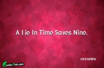 A Lie In Time Saves
