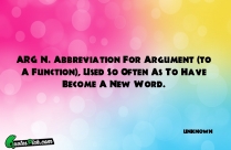 ARG N Abbreviation For Argument