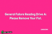 General Failure Reading Drive A