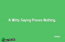 A Witty Saying Proves Nothing Quote