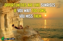 Opportunities Are Like Sunrises Quote